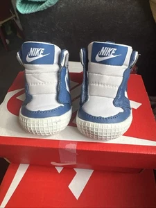 Nike Jordan 1 Crib Bootie Trainers White Blue Grey Infant Baby - Picture 1 of 5