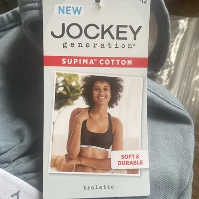 Jockey's Supima Algodón Bralette Gris Color Talla L Banda Elástica con Logo Foto 1 de 4