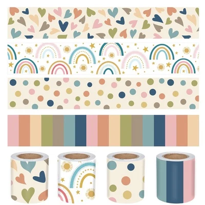 131ft Boho Bulletin Board Borders Bulletin Classroom Rainbow Hearts Border Tr... - Image 1 of 4