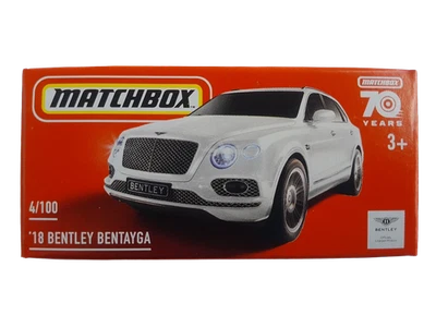 MATCHBOX POWER GRABS '18 BENTLEY BENTAYGA Auto giocattolo bianca scala 1:64... - Immagine 1 di 2