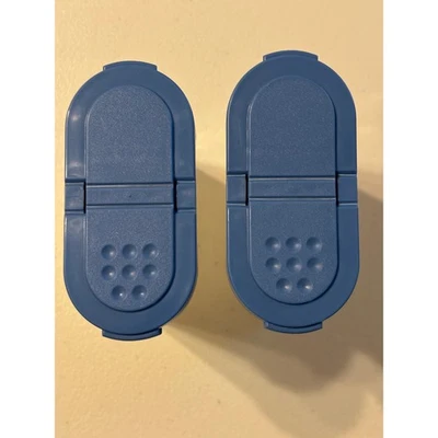 2 Tupperware Spice Shakers Blue Lid Frosted Clear Plastic Made in USA Preowned - Image 1 of 4