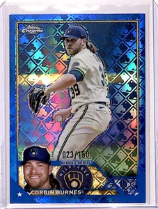 2023 Topps cromo azul logotipo refractor Corbin Burnes 023/150 Milwaukee Brewers - Imagen 1 de 2