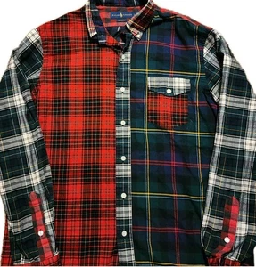 Polo Ralph Lauren Mens Shirt Patchwork Plaid Flannel Size L Classic Fit Preppy - Picture 1 of 8