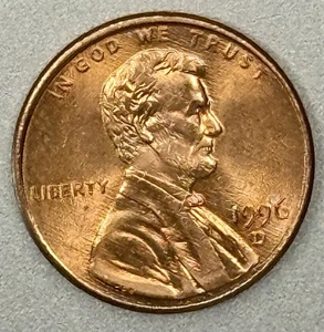 1996 D Münzzeichen zirkuliert vz-Details roter Lincoln Penny - Bild 1 von 4