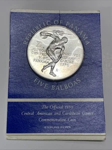 1970 Republic of Panama Five Balboas Commemorative Coin In OGP Sterling Silver - Picture 1 of 5
