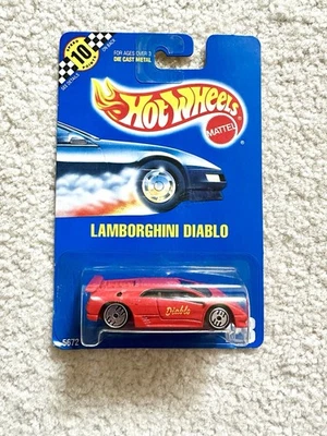 风火轮蓝卡 #123 兰博基尼暗黑破坏神红色带 Tan 内部 UH 车轮 MIP — 第 1/2 张图片