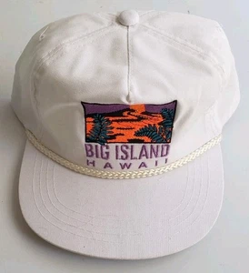 Sombrero de malla Big Island Hawaii de colección años 90 blanco con cierre a presión sombreros hawaianos - Imagen 1 de 7