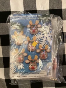 New Design Works Crafts PLASTIC CANVAS ORNAMENT KITS 1217 Reindeer & 1216 Santa - Picture 1 of 6