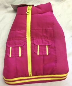 Top Paw Dog Jacket Vest Puffer Neon Pink Yellow Small Zipper NWT Free Shipping