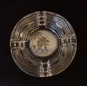 Vintage Clearwater Fla Clear Glass Deco Ashtray Footed Wavy Ripples 4-1/2” Dia - Picture 1 of 6