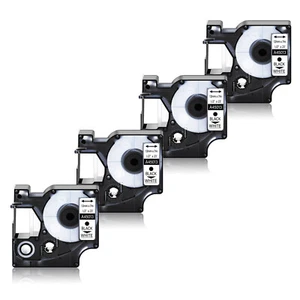 4x Étiquettes standard D1 pour Dymo LabelWriter Duo Noir sur blanc 45013 Ruban - Photo 1/5