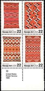 US Scott # 2238b, Navajo Art, Block of (4) 1986 22¢ Stamps, MNH - Picture 1 of 1