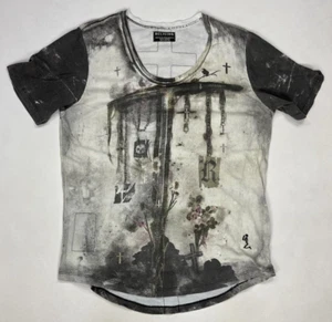 Religion Cross skull Graphic T-shirt Men Large Short Sleeve Y2K - Picture 1 of 10