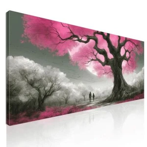 Quadro Botanico Albero Con Fiori Rosa E Coppia Al Tramonto , bow1 quadro stampa  - Imagen 1 de 6