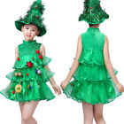 Christmas Tree Shaped Costume Kids Girls Xmas Dress Party Novelty Outfits Sets▽↑