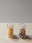 2 Dollhouse Miniatures  Artisan Glass Storage Jars w/ Dried Sliced Lemons Apples