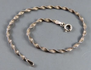 FAS STERLING SILVER Twisted Herringbone Chain Bracelet DIAMOND CUT 7" Long - Picture 1 of 4