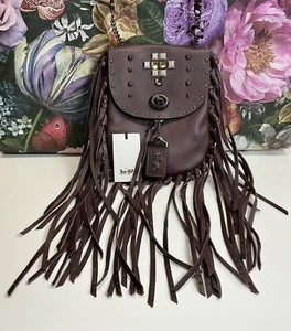 Coach 1941 Fringe Saddle Bag Pyramid Rivets Oxblood Smooth Leather Ram 48617 - Picture 1 of 6