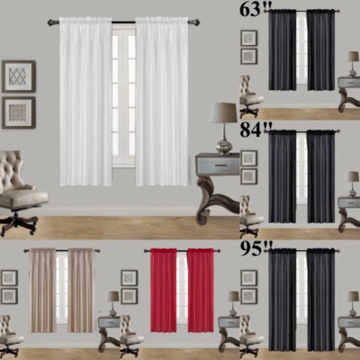 1 SET FAUX SILK PANELS UNLINED WINDOW CURTAIN ROD POCKET NEW 110" WIDE MR2 - Image 1 of 2