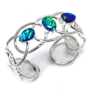 A+++Triplet Opal Gemstone 925 Sterling Silver Jewelry Cuff Bracelet Adjustable - Picture 1 of 1