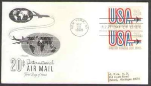 US. C75. 20c. "USA" and Jet Twin Stamps. Artmaster FDC. 1968 - Picture 1 of 1