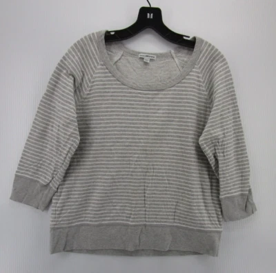 Suéter James Perse Mujer 4 Gris Pullover Cuello Redondo Estándar Rayas Tejido XL Foto 1 de 4