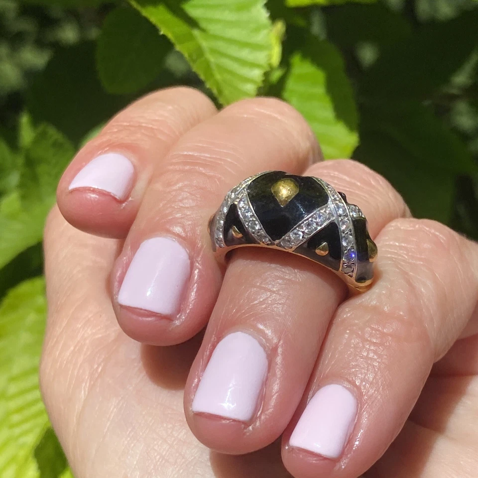 Hidalgo Vintage Diamond Ring Estate Fine Jewelry Pre-Owned Size 7 Enamel - Image 1 of 4