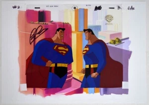 SUPERMAN ANIMATED Series OPC Warner Prod ANIMATION CEL w COA SIGNED Tim Daly - Picture 1 of 2