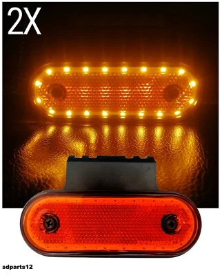 2x Luce Ingombro Posizione 20 LED Arancio Supporto 12/24V Per Camion Furgoni - Imagen 1 de 4