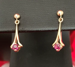 NEW 9ct Yellow Gold Ruby Stud Earrings Natural 375 9KT 9K - Picture 1 of 3
