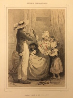 Homme de Mur, Bretagne, lithographie Lalaisse, Galerie Armoricaine - Photo 1/2