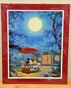 RETIRED DISNEY FINE ART "SUMMER NIGHT" MICKEY & MINNIE MOUSE LITHOGRAPH ROB KAZ - Picture 1 of 7