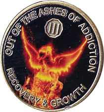 3 Year Out Of The Ashes Of Addiction Medallion Orange Flames Phoenix Coin AA NA