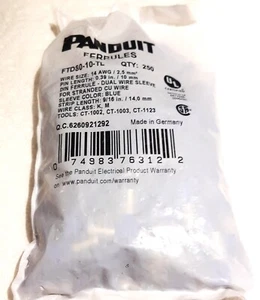 Bag of 250 Panduit Twin-Wire Ferrules for 2 x 14 AWG (2x2.5mm) Stranded  Wires - Picture 1 of 2