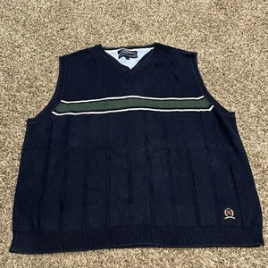 Tommy Hilfiger Sweater Vest Mens Large  Crest Logo Preppy Academia A13 - Picture 1 of 4
