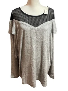 Lane Bryant LIVI Active Womens 26/28 Long Sleeve Mesh Sweatshirt Workout Comfort - Picture 1 of 10