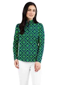 Neu mit Etikett IBKUL VANESSA MARINEBLAU & LIMETTENGRÜN Langarm angedeutetes Golfshirt Größe SMALL - Bild 1 von 1