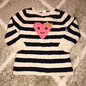 Gap Kids SmileyFace Heart Metallic Gold Bow Striped Sweater - Picture 1 of 5