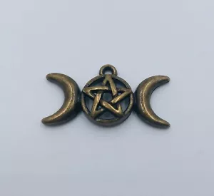 Dijes de luna doble pentagrama para artesanía colgante de metal lunas de 1,2" pulgadas - Imagen 1 de 2