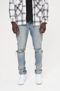 Conture RIP DETAIL RELAXED FIT JEANS - MID BLUE 30S Slim fit - Picture 1 of 9