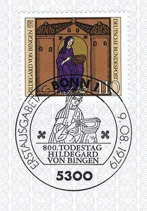 RFA 1979: ¡Hildegard von Bingen n.º 1018 con sello especial bonaerense limpio! 24-10 - Imagen 1 de 1