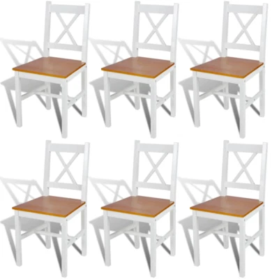 NNEVL Dining Chairs 6 pcs White Pinewood - Image 1 of 4