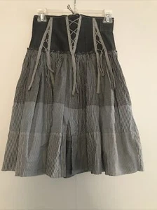 Marithe Francois Girbaud Gray Skirt 100% Cotton Sz I 38 US 25 Made In Italy -NEW - Picture 1 of 10