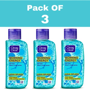 3 X Clean & Clear Morning Energy Aqua Splash Face Wash, Blue - 50 ml - Picture 1 of 3