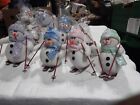 Christmas Skiing Snowman wearing blue hat and scarf, 14cm High Soft Ornament New