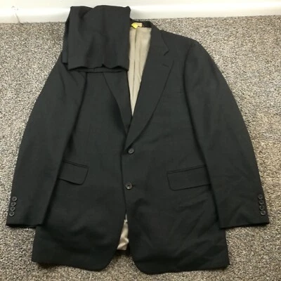 Paul Stuart Suit English Flannel Wool Charcoal Gray Black 44XL 38x34 - Image 1 of 4