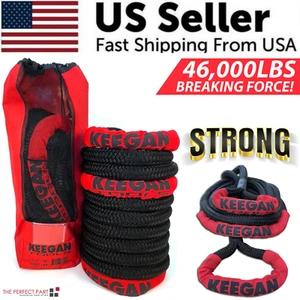 KEEGAN TOOLS 1.25"X30' Kinetic Energy Recovery Rope 46000 Lbs Tow Rope Carry Bag - Picture 1 of 12