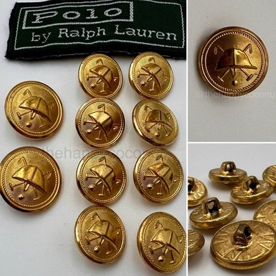 POLO RALPH LAUREN BLAZER REPLACEMENT BUTTONS VINTAGE GOLD TONE HELMET WATERBURY - Image 1 of 4