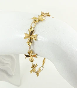 9ct Gold Maltese Cross Bracelet Ladies Hallmarked 7.25'' 4grams with gift box - Picture 1 of 8