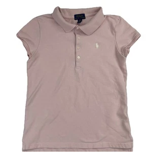 Polo Ralph Lauren Girl's Pink Polo Shirt, Logo, 4 Button, Size Large 12-14 - Picture 1 of 4